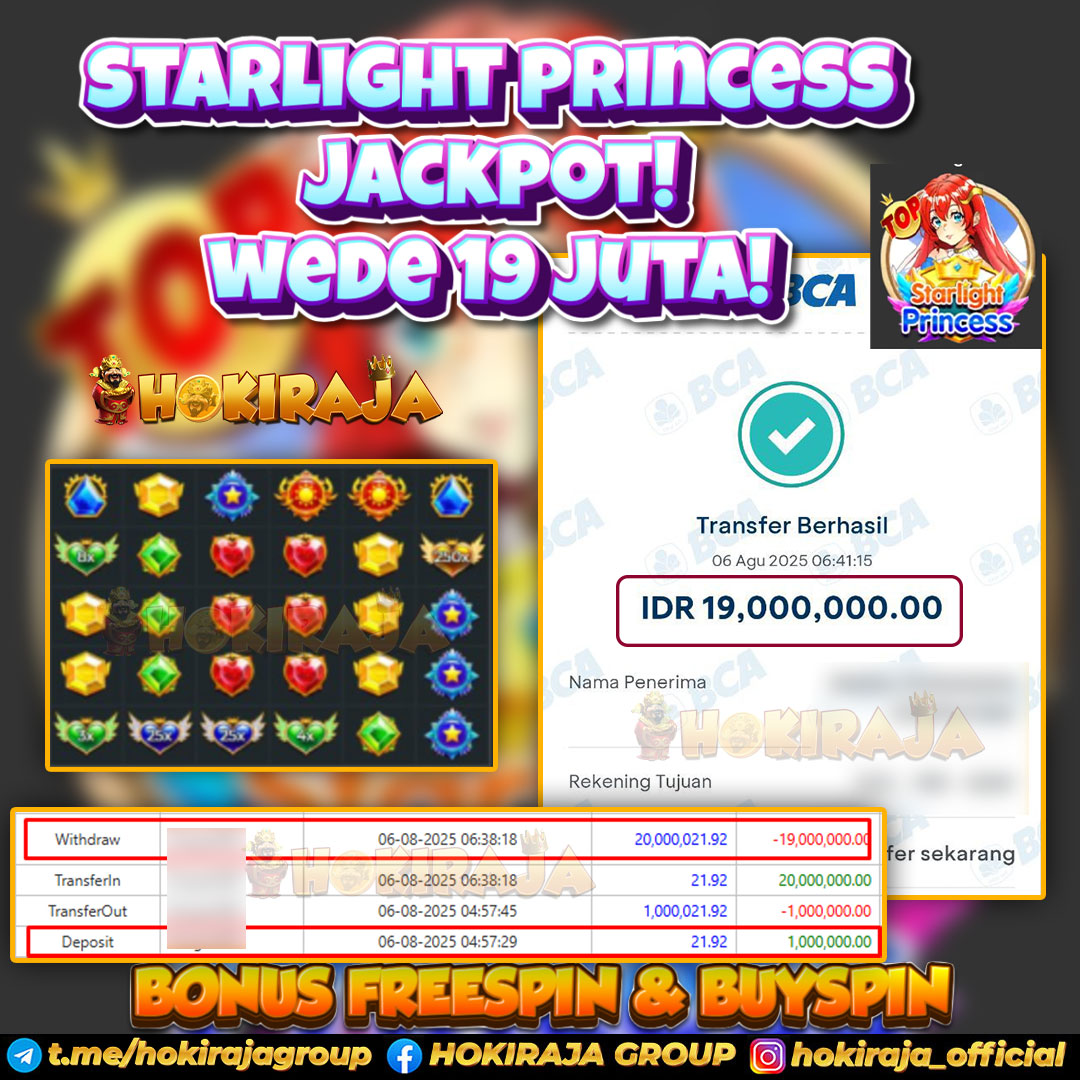 HOKIRAJA SLOT STARLIGHT PRINCESS RP 19.000.000 ID : NIM***
