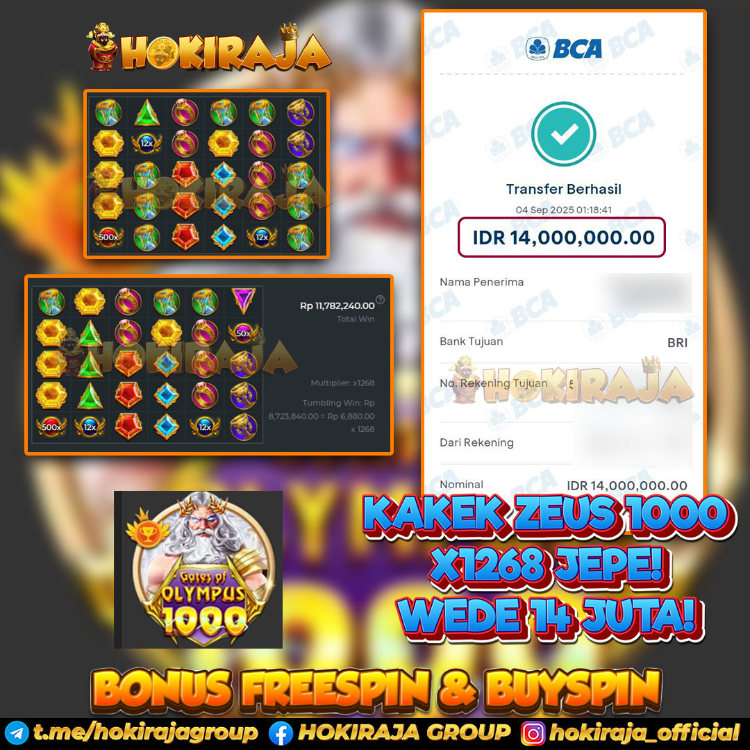 HOKIRAJA JACKPOT SLOT GATES OF OLYMPUS 1000 RP 14.000.000 ID : ANG***